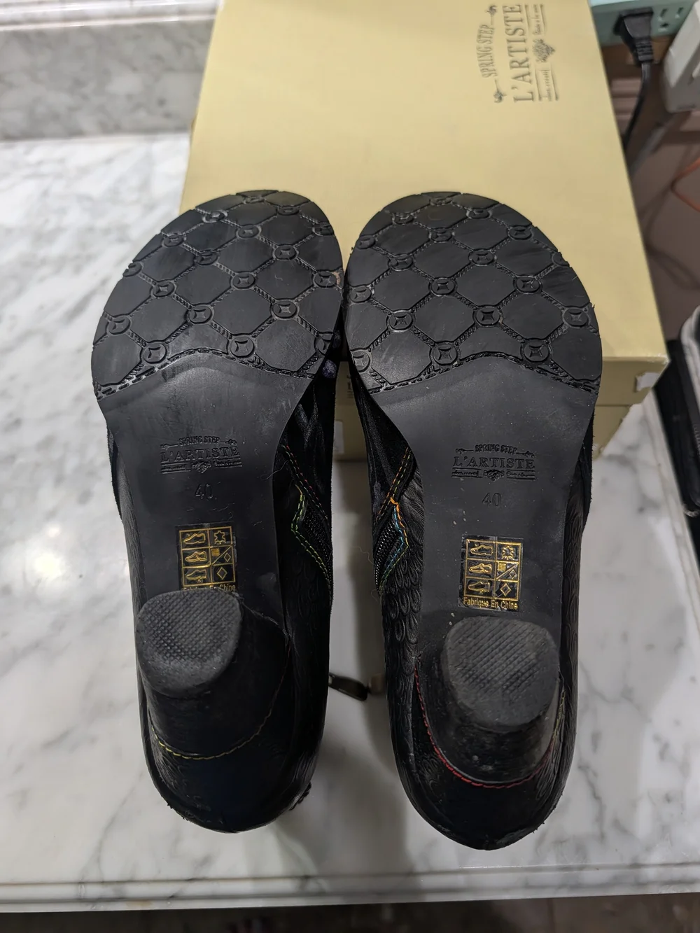 Artiste Floral Embroidered Black Suede Ankle Boots